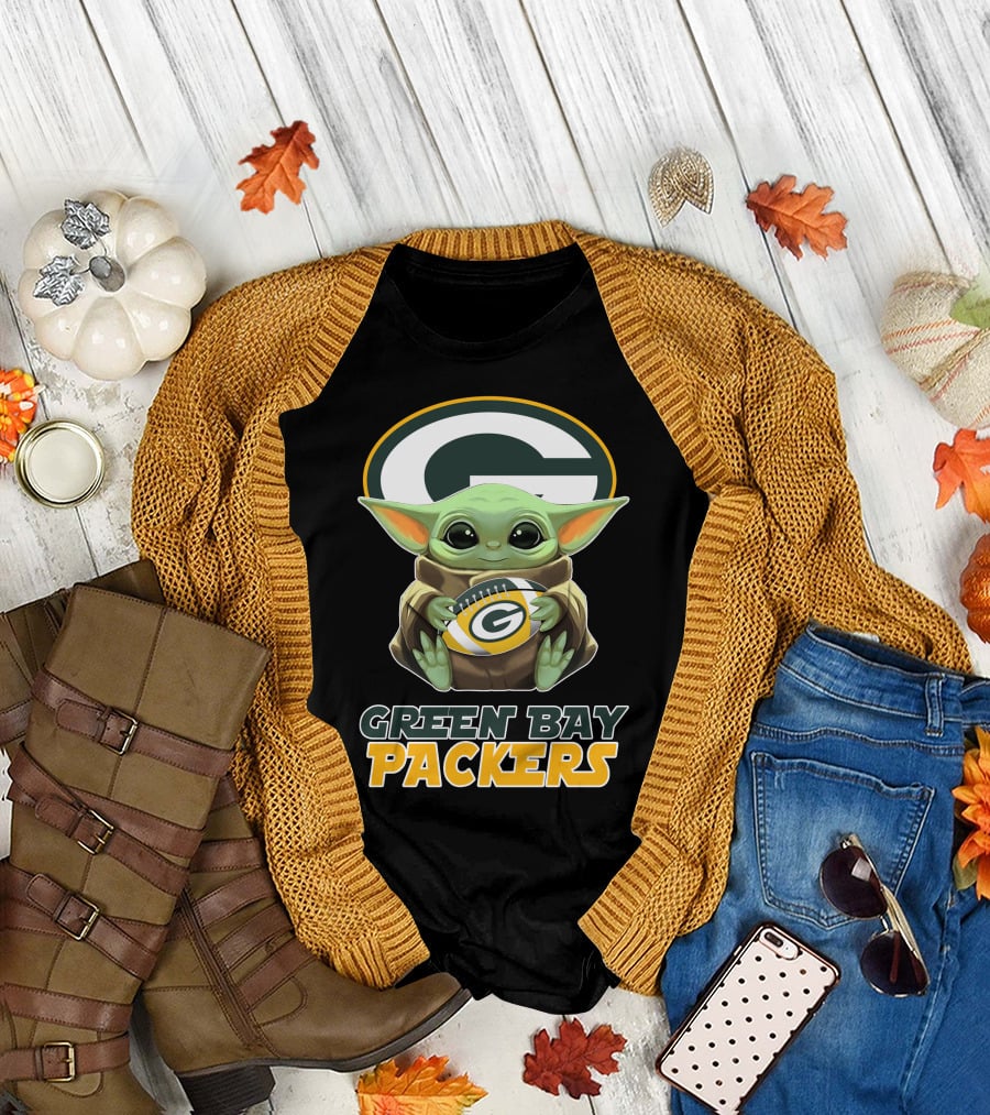 Green Bay Packers Baby Yoda Football T-Shirt