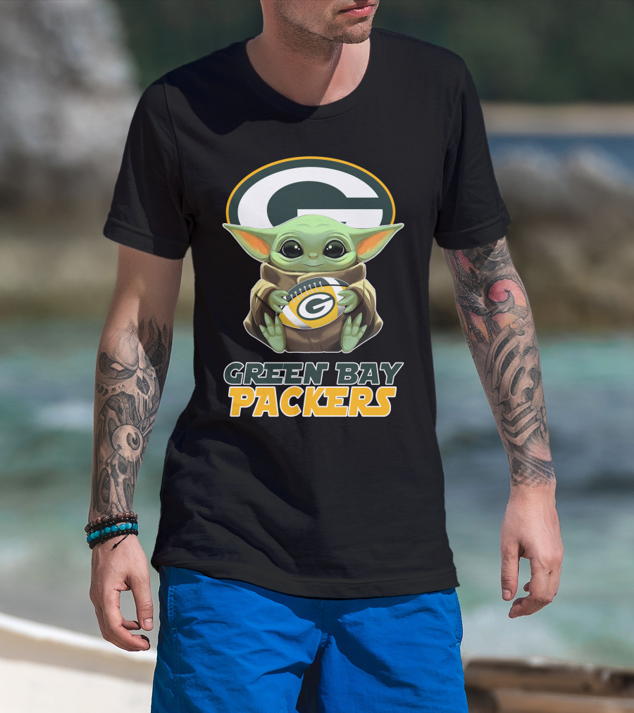 Green Bay Packers Baby Yoda Football T-Shirt