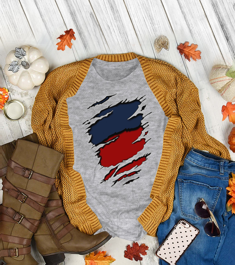 Ers Yan Blue and Red Claw Marks T-Shirt