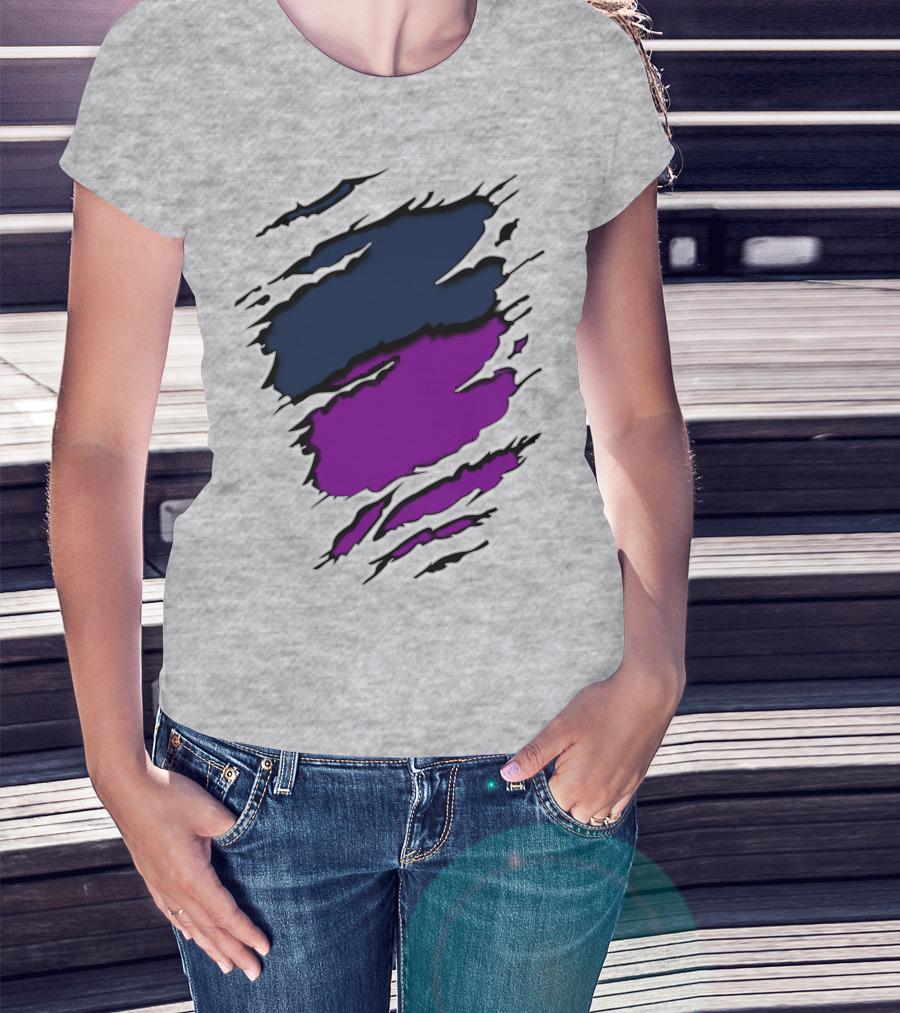 Viking Yawn Purple And Navy Claw Marks T-Shirt
