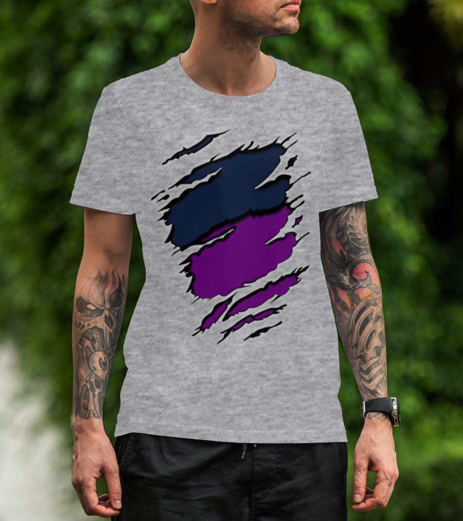 Viking Yawn Purple And Navy Claw Marks T-Shirt
