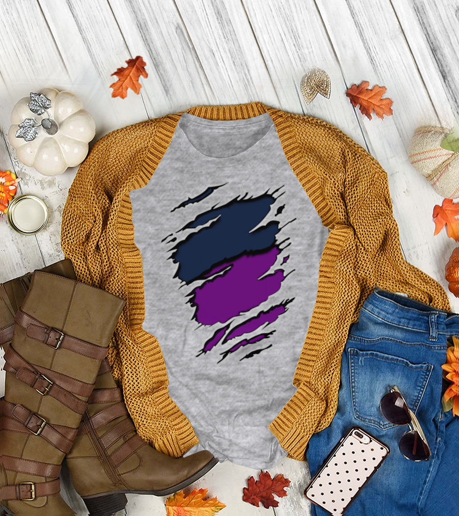 Viking Yawn Purple and Navy Claw Marks T-Shirt
