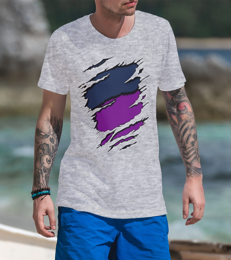 Viking Yawn Purple And Navy Claw Marks T-Shirt