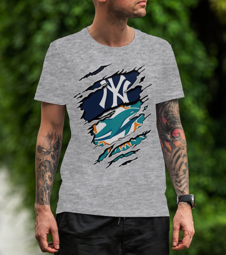 Yankees Dolphins Logo Mashup T-Shirt