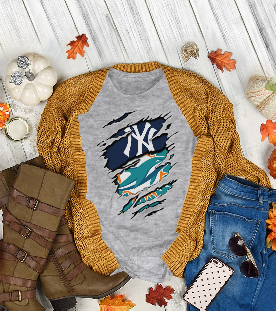 Yankees Dolphins Logo Mashup T-Shirt