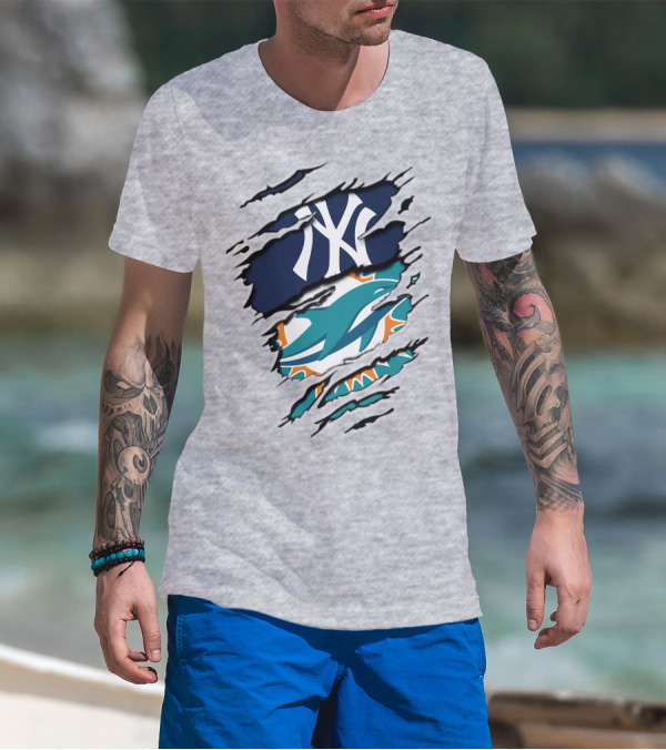 Yankees Dolphins Logo Mashup T-Shirt