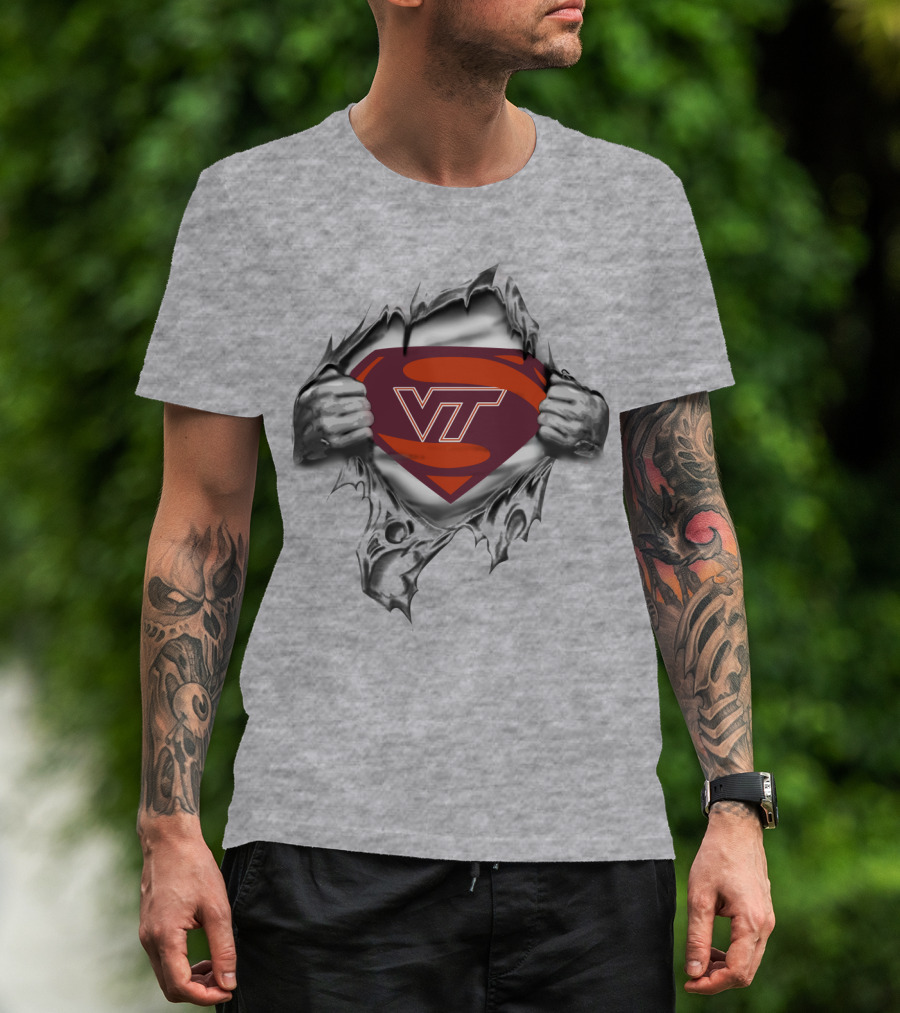 VT Hokies Superhero Logo Tear T-Shirt