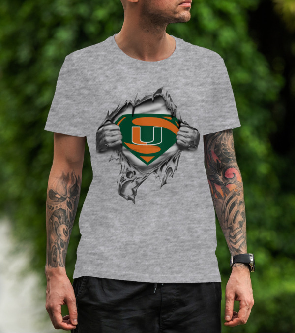 Miami Hurricanes Super U Logo Ripped Chest T-Shirt