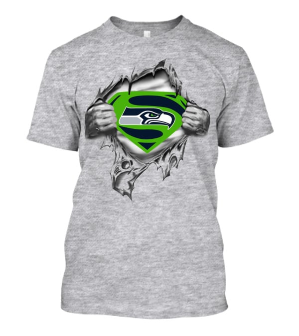 Seahawks Super Fan Symbol With Iconic Hawk Logo And Ripped Chest T-Shirt