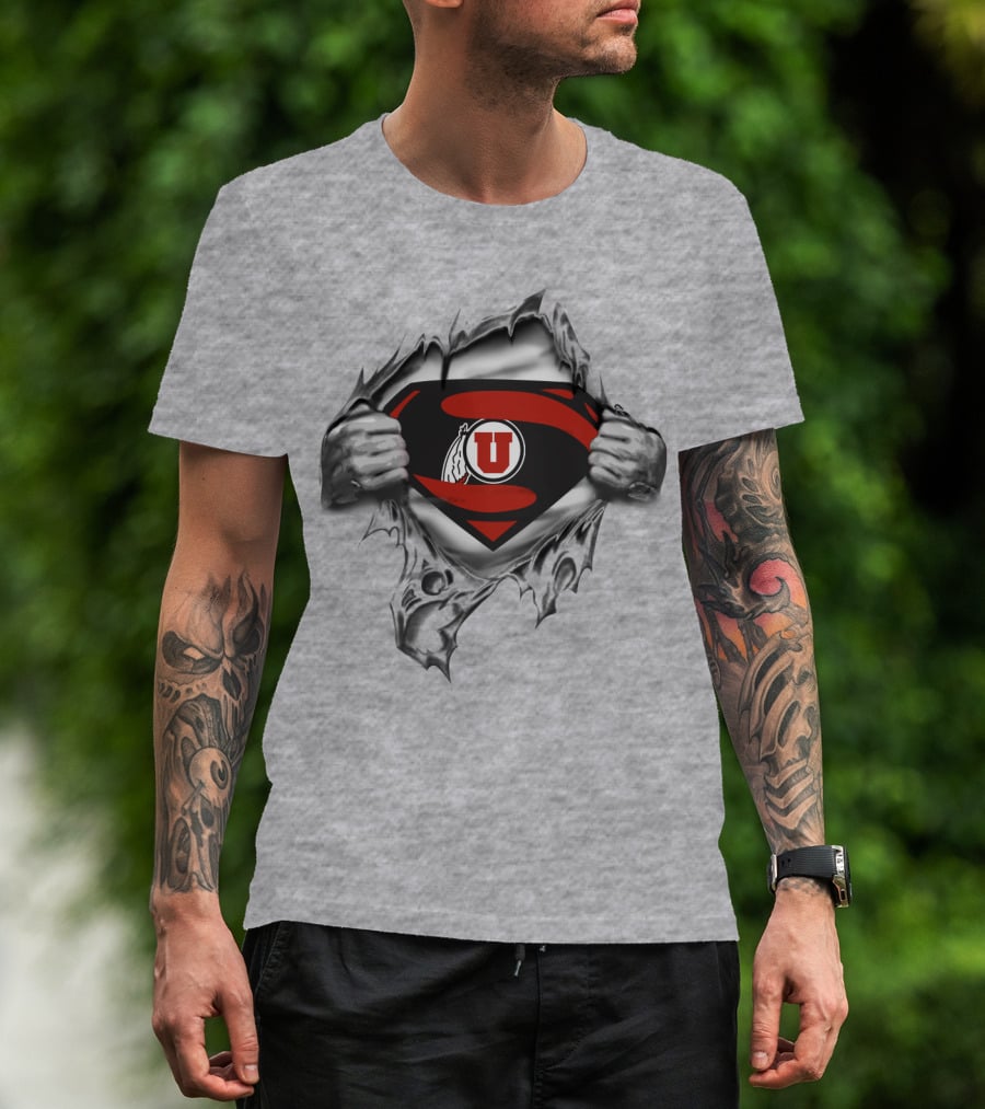 Superman S Logo With Utah Utes Tearing Effect T-Shirt