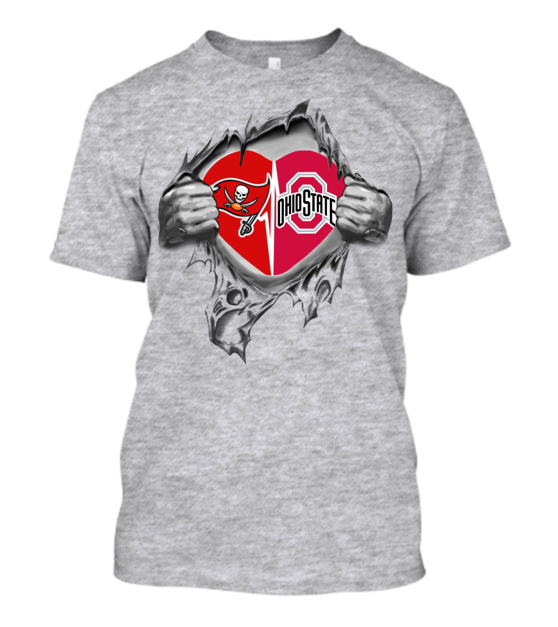 Buccaneers Ohio State Broken Heart Silver Hands T-Shirt