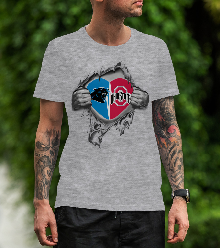 Panthers Ohio State Heart Peel Logo Fusion T-Shirt