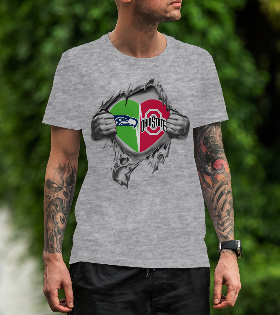 Seahawks Ohio State Heart Inside Tearing Claw T-Shirt