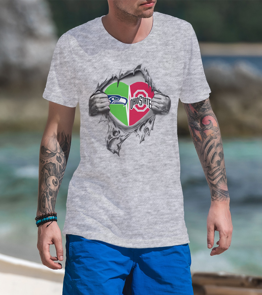 Seahawks Ohio State Heart Inside Tearing Claw T-Shirt