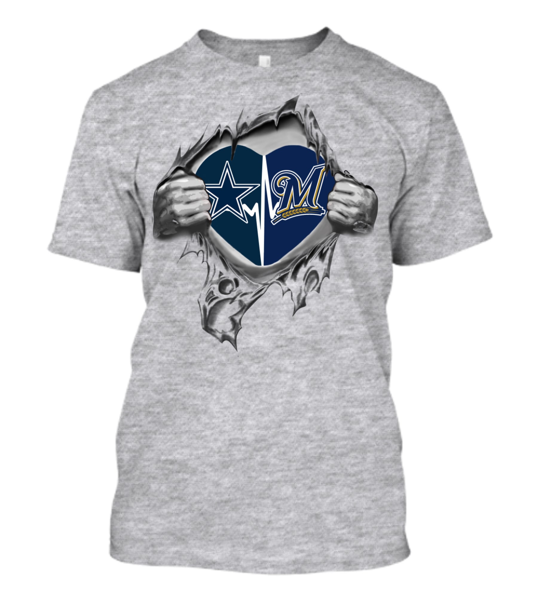 Cowboys Brewers Heart Logo With Torn Hands T-Shirt