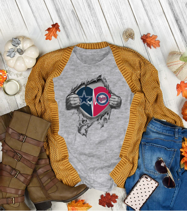 Cowboys Minnesota Twins Logo Heart Competition Clothing T-Shirt