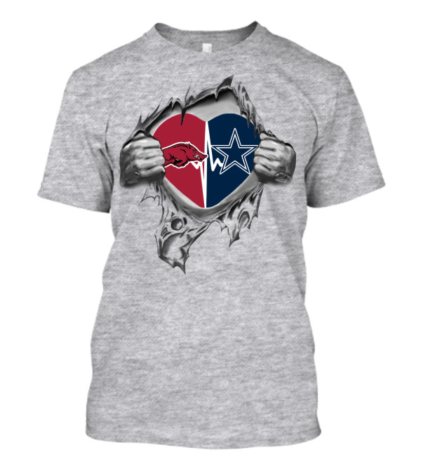 Cowboys Arkansas Razorbacks Heart Symbol T-Shirt