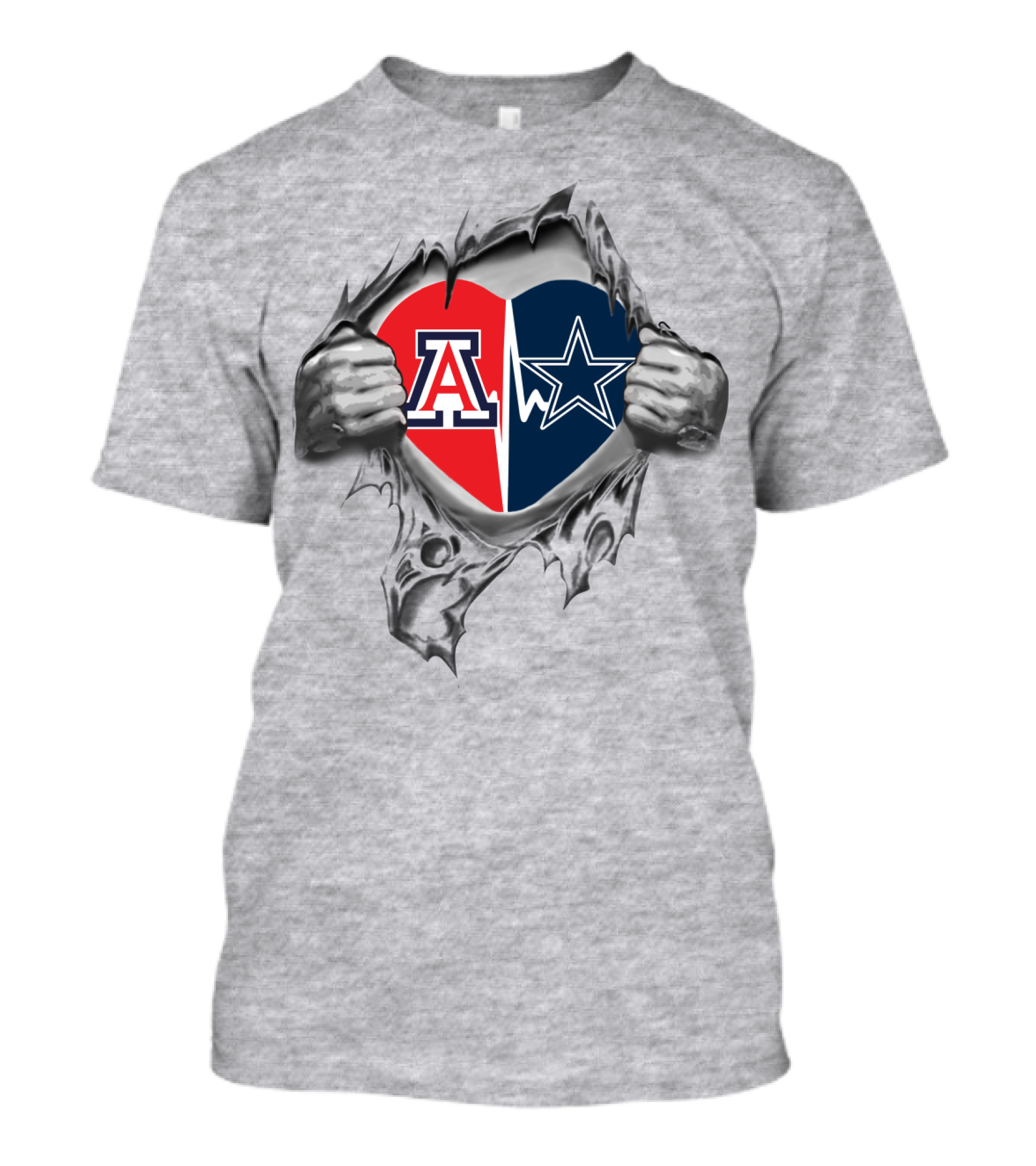 Cowboys Arizona Heart Split With University Block A And Star T-Shirt