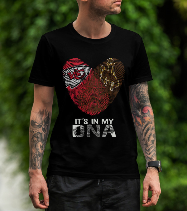 Chiefs KC Logo Wyoming Cowboys Fingerprint It’s In My DNA T-Shirt