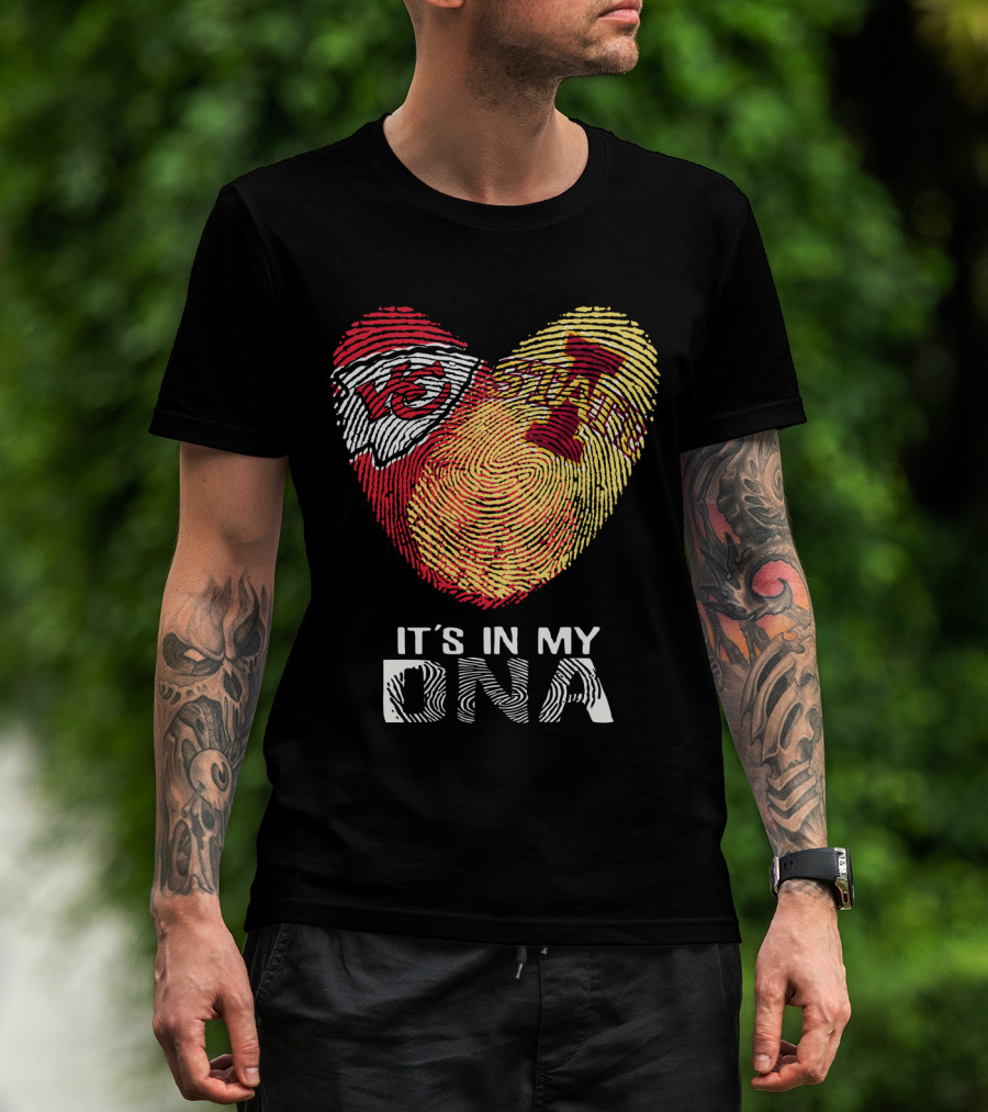 Chiefs Iowa State Fingerprint Heart It's In My Dna T-Shirt