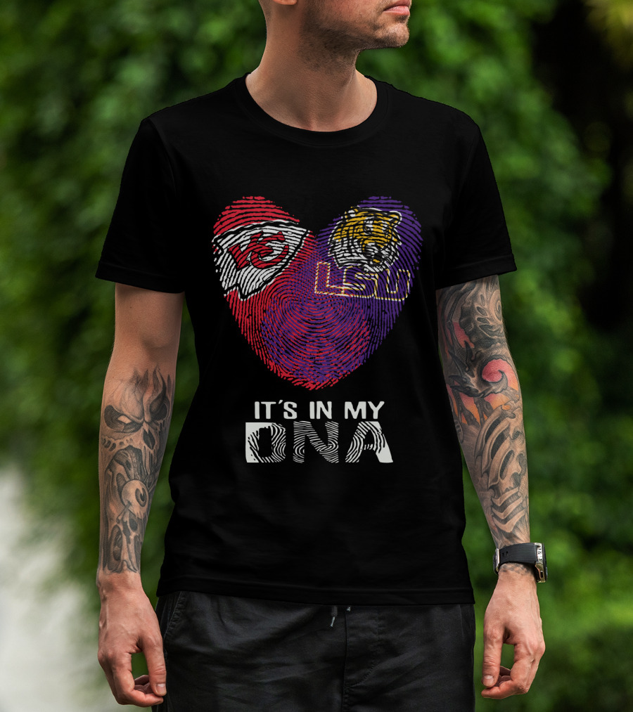 Chiefs LSU It's In My DNA Fingerprint Heart Tiger T-Shirt