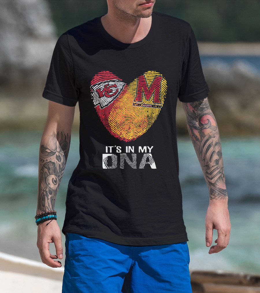 Chiefs Maryland Heart It's In My DNA Fingerprint T-Shirt