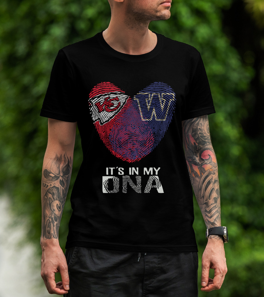 Chiefs Huskies It's In My Dna Kc W Fingerprint Heart T-Shirt