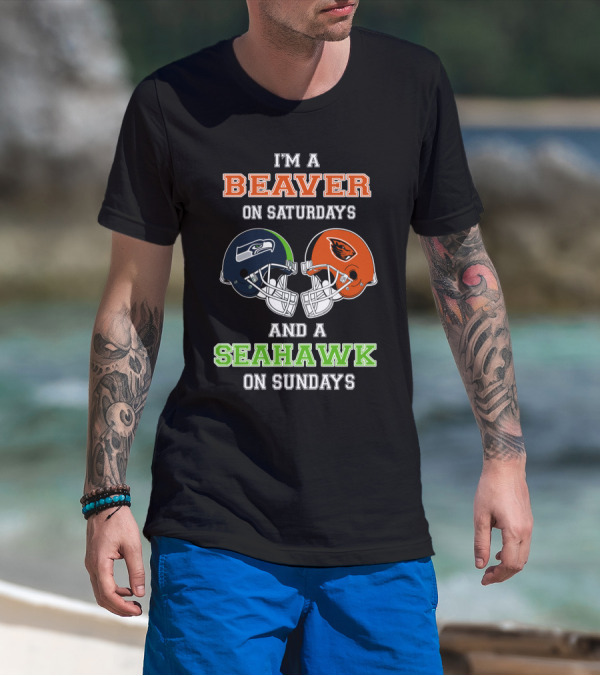 I'm A Beaver On Saturdays And A Seahawks On Sundays T-Shirt