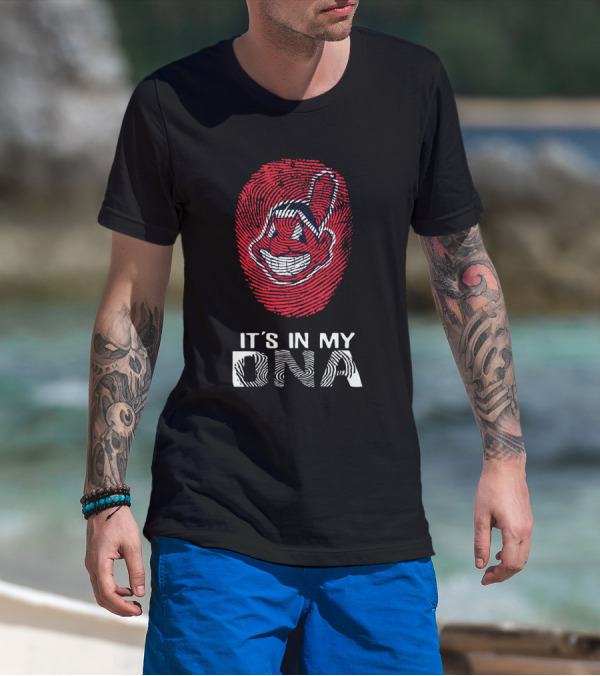 It's In My DNA Indians Fingerprint Face T-Shirt