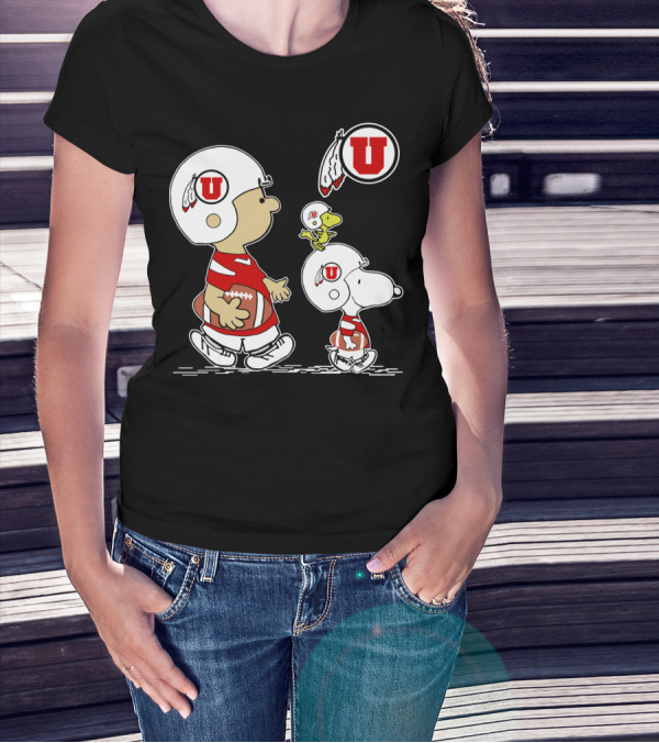 Utah Utes Football Snoopy And Woodstock Team Helmets T-Shirt