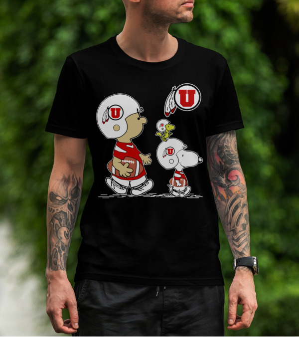 Utah Utes Football Snoopy And Woodstock Team Helmets T-Shirt