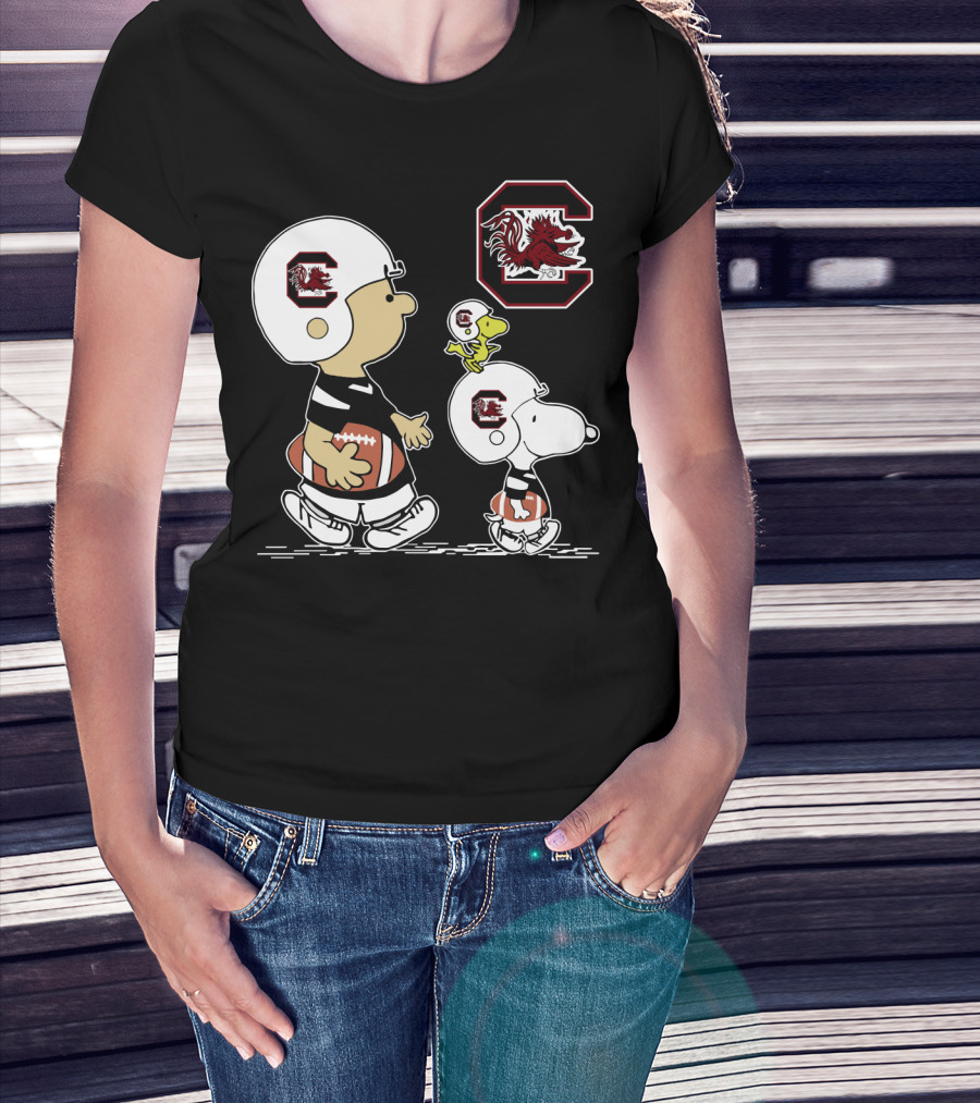 South Carolina Gamecocks Snoopy And Friends Football Helmets T-Shirt