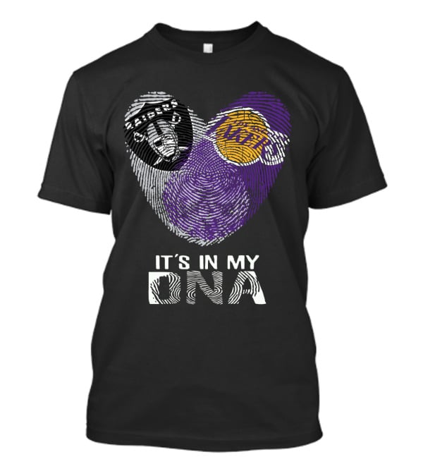 Raiders Lakers Fingerprint Heart It's In My Dna T-Shirt