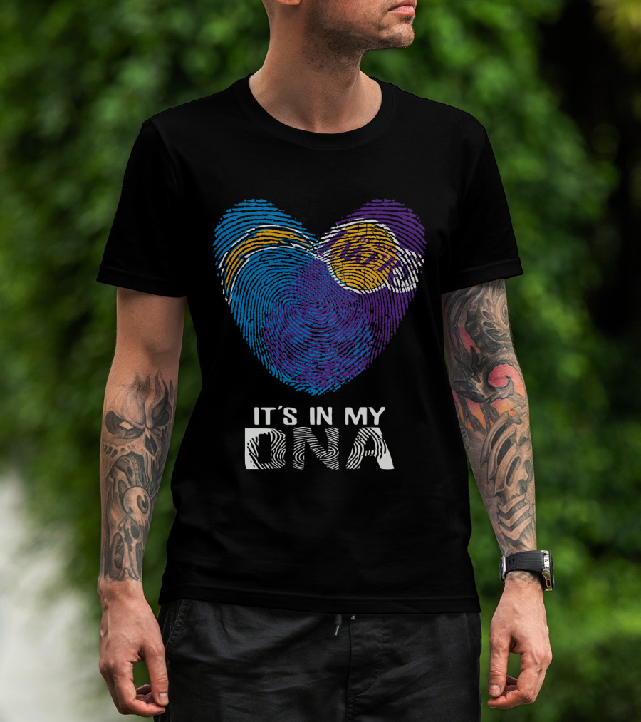 Chargers Lakers It's In My DNA Fingerprint Heart T-Shirt