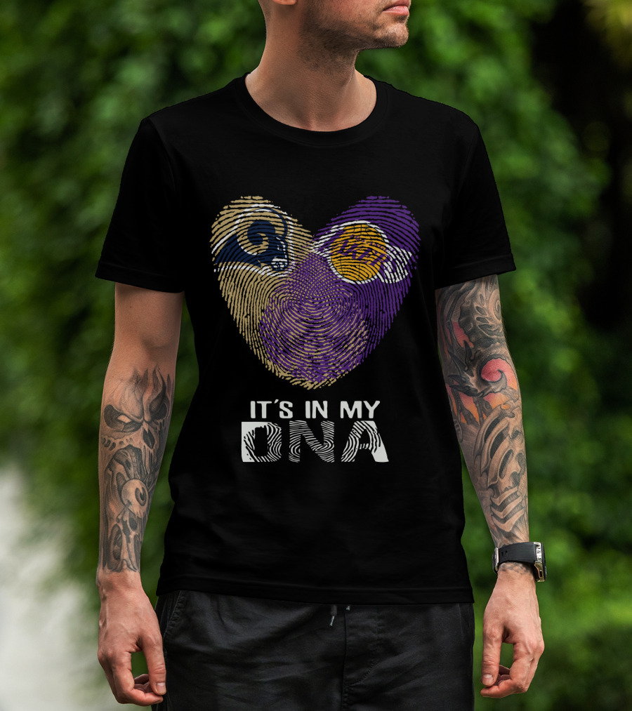 Rams Lakers It's In My Dna Fingerprint Heart T-Shirt