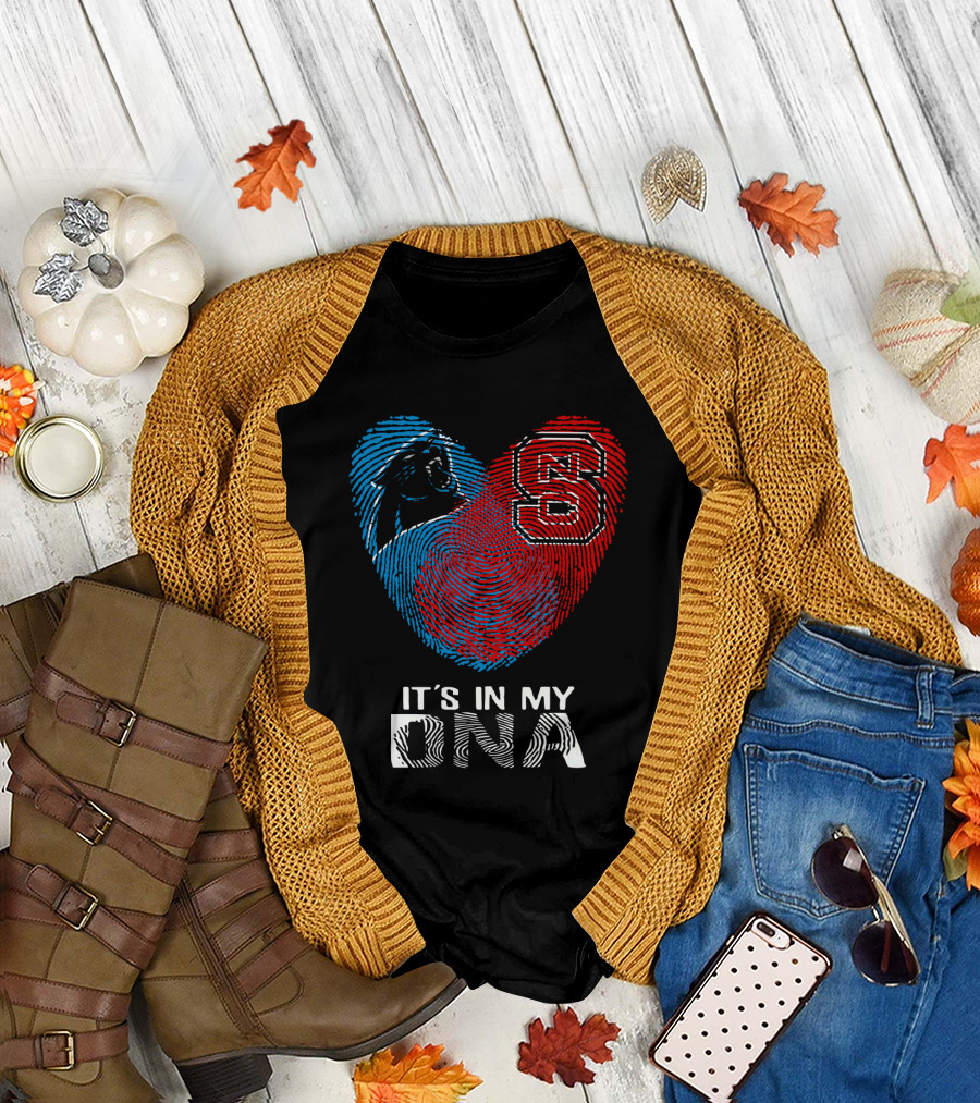 Panthers NC State It's In My DNA Fingerprint Heart T-Shirt