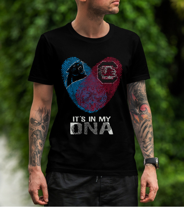 Panthers Gamecock It's In My DNA Fingerprint Heart T-Shirt