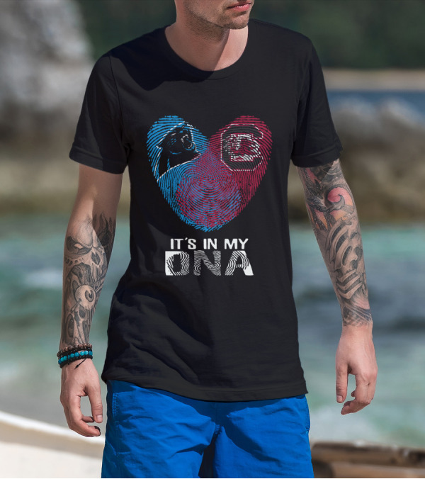 Panthers Gamecock It's In My DNA Fingerprint Heart T-Shirt