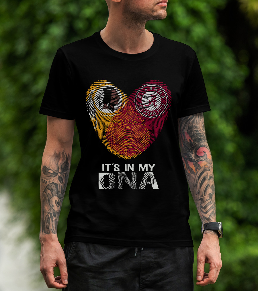 Redskins Crimson Tide It's In My Dna Fingerprint Heart T-Shirt