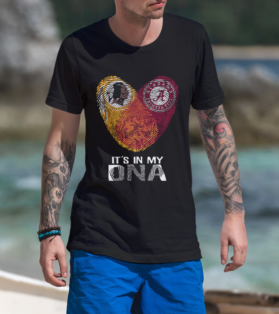 Redskins Crimson Tide It's In My Dna Fingerprint Heart T-Shirt