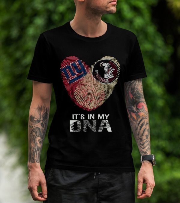 Giants Seminoles It's In My DNA Fingerprint Heart T-Shirt