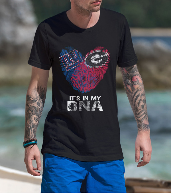 Giants Bulldogs It's In My DNA Fingerprint Heart T-Shirt