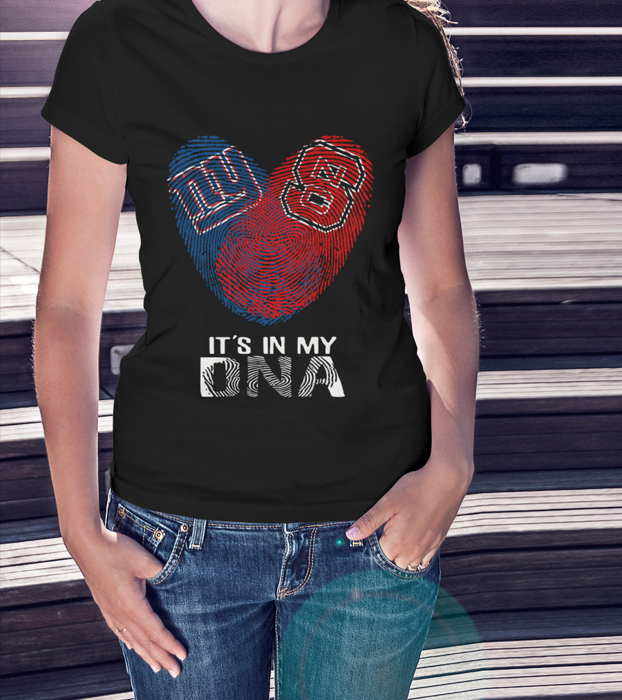 Giants NC State It's In My DNA Fingerprint Heart T-Shirt