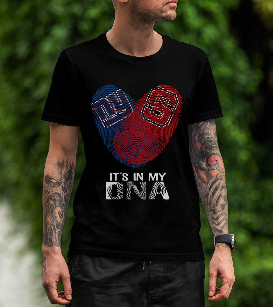 Giants NC State It's In My DNA Fingerprint Heart T-Shirt