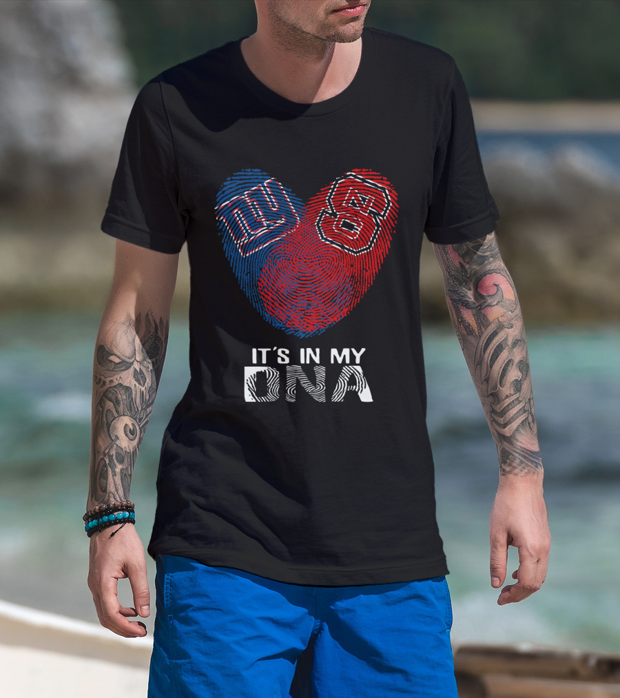 Giants NC State It's In My DNA Fingerprint Heart T-Shirt