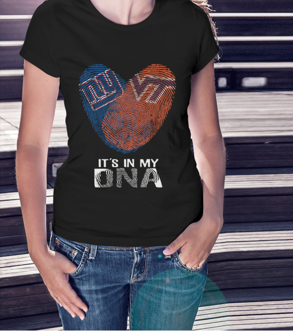 Giants VT It's In My DNA Fingerprint Heart T-Shirt
