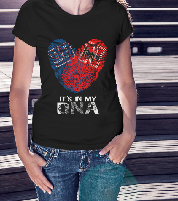 Giants Huskers It's In My DNA Fingerprint Heart T-Shirt