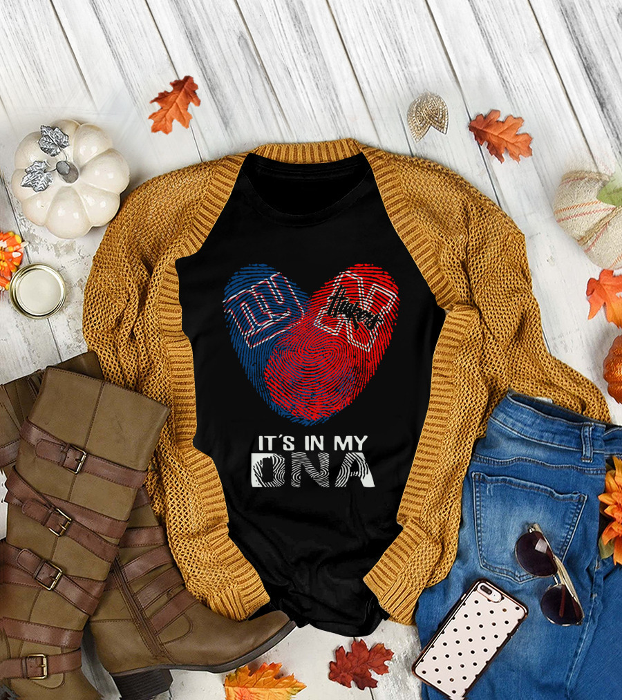 Giants Huskers It's in My DNA Fingerprint Heart T-Shirt