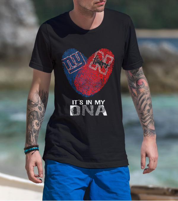 Giants Huskers It's In My DNA Fingerprint Heart T-Shirt