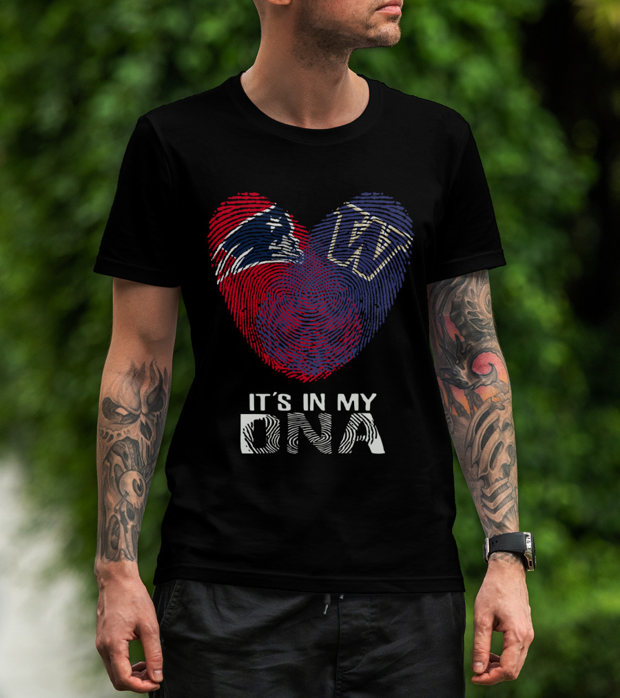 Patriots Huskies Fingerprint Heart It's In My DNA T-Shirt